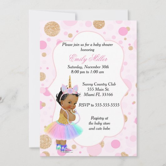 Invitation Baby shower Unicorn Vintage 3 (Devant)
