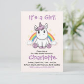 Invitation Baby shower Unicorne (Debout devant)