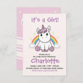 Invitation Baby shower Unicorne (Devant / Derrière)