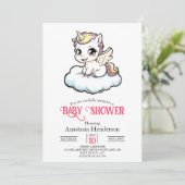 Invitation Baby shower Unicorne enchanté magique (Debout devant)