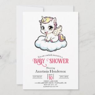 Invitation Baby shower Unicorne enchanté magique
