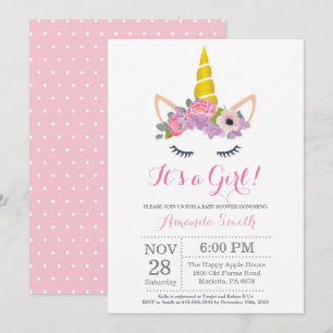 Invitation Baby shower Unicorne Florale