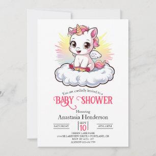 Invitation Baby shower Unicorne Pastel Adorable