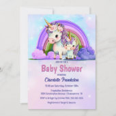 Invitation Baby shower Unicorne pourpre (Devant)