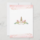 Invitation Baby shower Unicorne rose or (Dos)