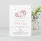 Invitation Baby shower Unicorne Rose Sleeping (Debout devant)