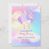Invitation Baby shower Unicorne rose violet (Devant)