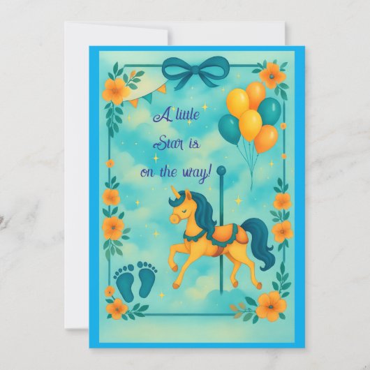 Invitation Baby shower Unicorne Whimsical (Devant)
