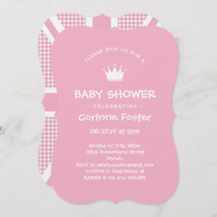 Invitation Baby shower Union Jack En vichy rose