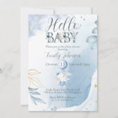 Invitation Baby shower unique Blue Elephant (Devant)