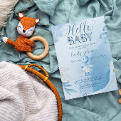 Invitation Baby shower unique Blue Elephant