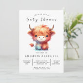 Invitation Baby shower unique de vache Pastel (Debout devant)