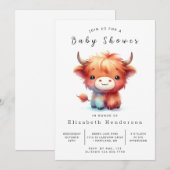 Invitation Baby shower unique de vache Pastel (Devant / Derrière)