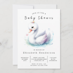 Invitation Baby shower unique en ligne Swan