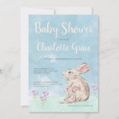 Invitation Baby shower Unisex en bois de lapin (Devant)