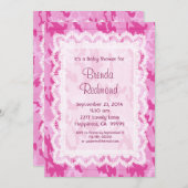Invitation Baby shower V10 de dentelle de chamouflage rose de (Devant / Derrière)