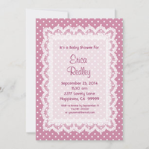 Invitation Baby shower V17A des Pois roses