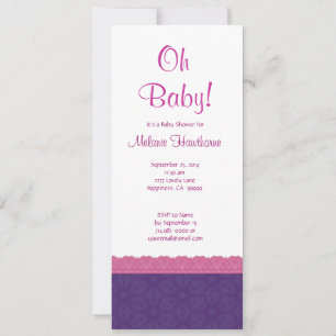Invitation Baby shower V21 pour fille Motif violet et rose