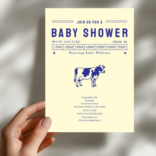 Invitation Baby Shower Vache à Beurre