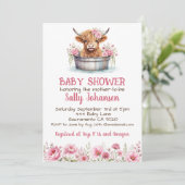 Invitation Baby Shower Vache des Highlands (Debout devant)