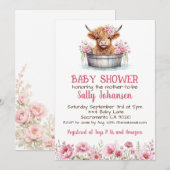 Invitation Baby Shower Vache des Highlands (Devant / Derrière)