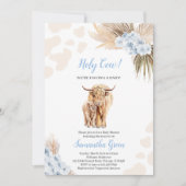 Invitation Baby Shower Vache Sacrée Bleue (Devant)