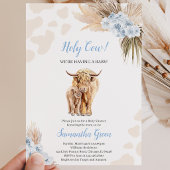Invitation Baby Shower Vache Sacrée Bleue