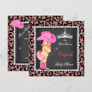 Invitation Baby Shower Vacheresse Princesse Rose Marron Brune