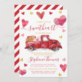 Invitation Baby shower Valentin par courrier avec les coeurs (Devant / Derrière)