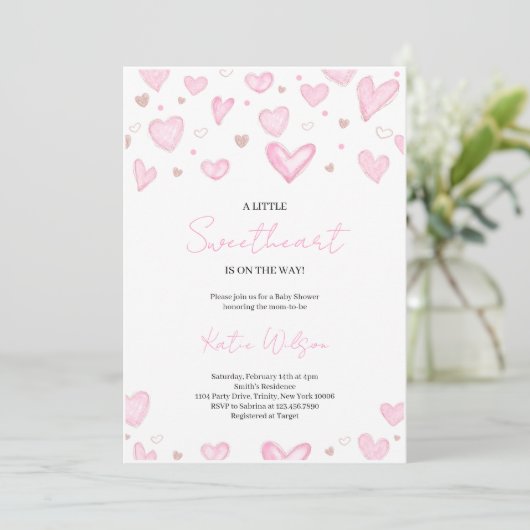 Invitation Baby shower Valentine (Debout devant)