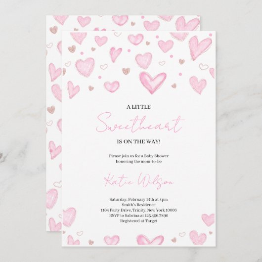 Invitation Baby shower Valentine (Devant / Derrière)