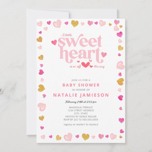 Invitation Baby shower Valentine Little Sweetheart (Devant)