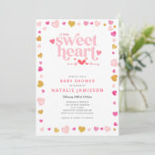 Invitation Baby shower Valentine Little Sweetheart (Debout devant)