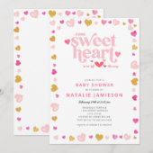Invitation Baby shower Valentine Little Sweetheart (Devant / Derrière)