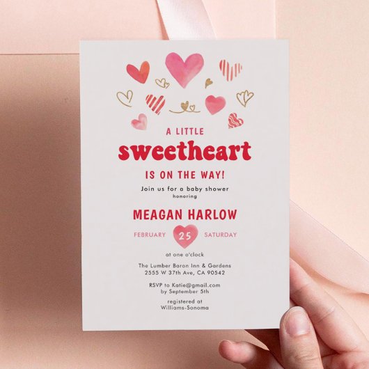 Invitation Baby shower Valentine Little Sweetheart