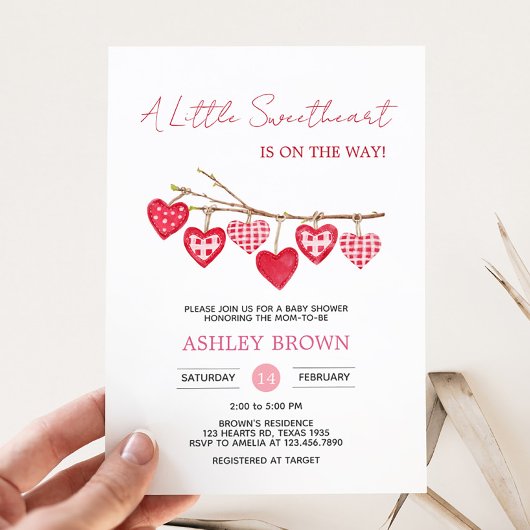 Invitation Baby shower Valentine Little Sweetheart