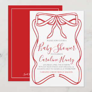 Invitation Baby shower Valentine Red Bow FAIRE N'IMPORTE QUEL