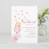 Invitation Baby shower Valentines de Champagne Roses (Debout devant)