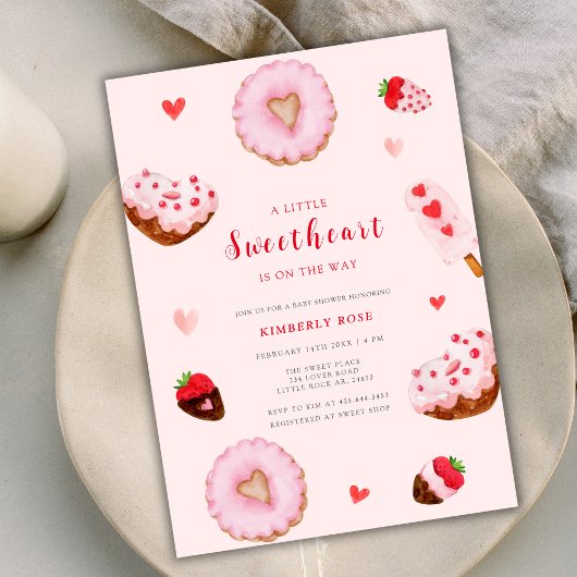 Invitation Baby shower Valentines de Donuts Roses
