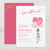 Invitation Baby shower Valentines de Little Sweetheart (Devant / Derrière)