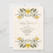 Invitation Baby shower végétal céleste vintage (Devant)