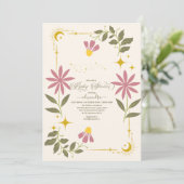 Invitation Baby shower végétal céleste vintage (Debout devant)