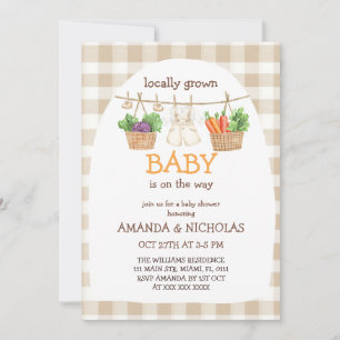 Invitation Baby shower végétal cultivé localement