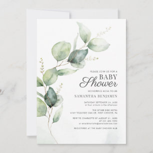 Invitation Baby shower végétal Eucalyptus