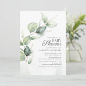 Invitation Baby shower végétal Eucalyptus (Debout devant)