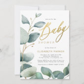 Invitation Baby shower végétal Eucalyptus (Devant)