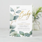 Invitation Baby shower végétal Eucalyptus (Debout devant)