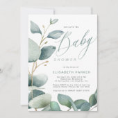 Invitation Baby shower végétal Eucalyptus (Devant)
