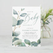 Invitation Baby shower végétal Eucalyptus (Debout devant)
