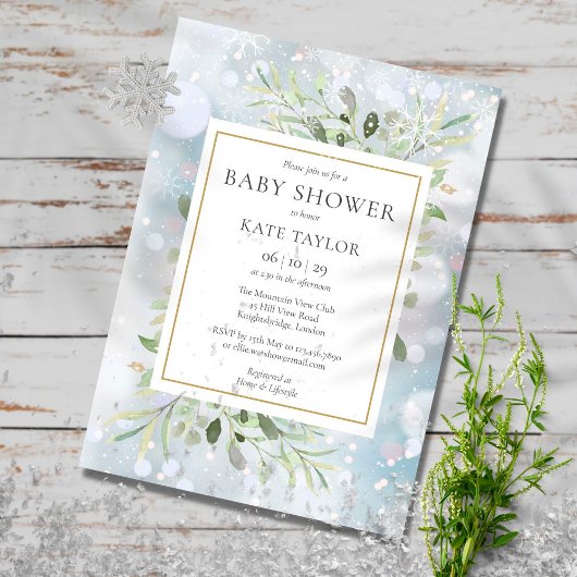 Invitation Baby Shower Végétal Flocons de Neige | Sprinkle 